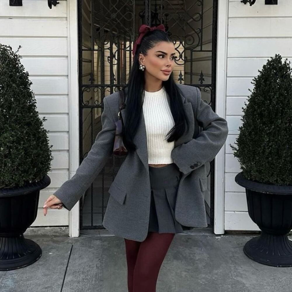 Zara Blogger's Favorite Oversized Gray Blazer Large 8913/581 NWOT Quiet Luxury